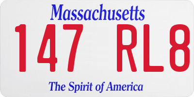 MA license plate 147RL8