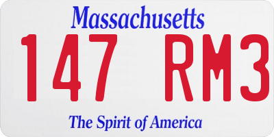 MA license plate 147RM3