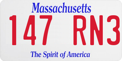 MA license plate 147RN3