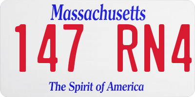 MA license plate 147RN4