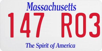 MA license plate 147RO3