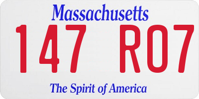 MA license plate 147RO7