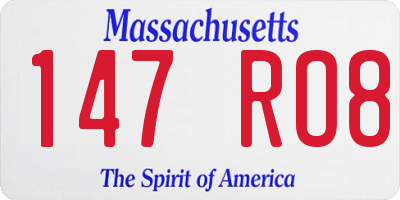 MA license plate 147RO8