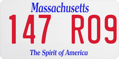MA license plate 147RO9