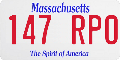 MA license plate 147RP0
