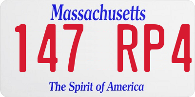 MA license plate 147RP4