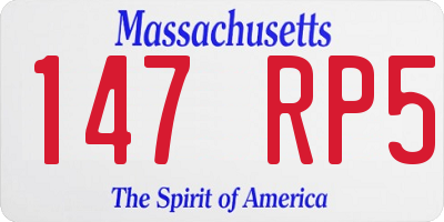 MA license plate 147RP5