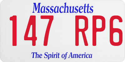 MA license plate 147RP6