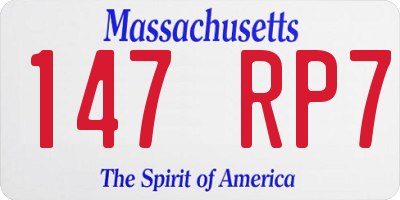 MA license plate 147RP7