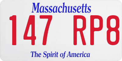 MA license plate 147RP8