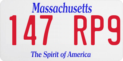 MA license plate 147RP9