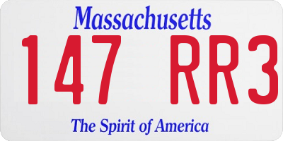 MA license plate 147RR3