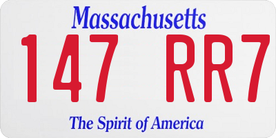 MA license plate 147RR7