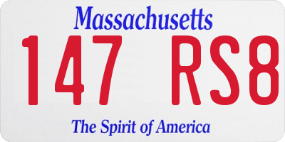 MA license plate 147RS8