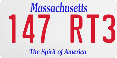MA license plate 147RT3