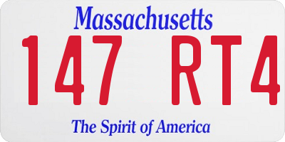 MA license plate 147RT4