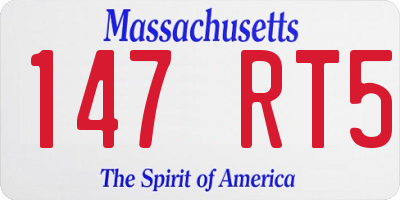 MA license plate 147RT5
