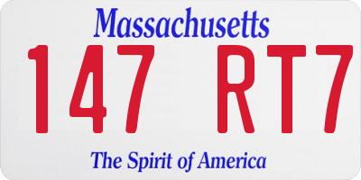 MA license plate 147RT7