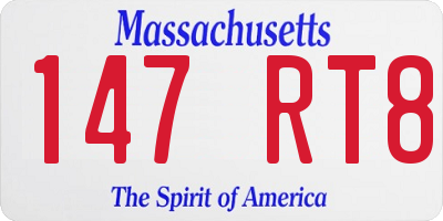 MA license plate 147RT8