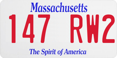 MA license plate 147RW2