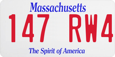 MA license plate 147RW4