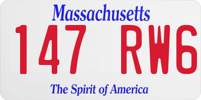 MA license plate 147RW6