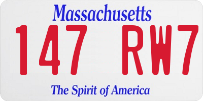MA license plate 147RW7