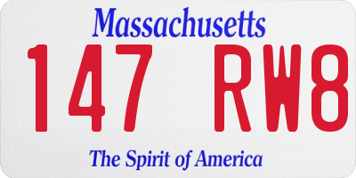 MA license plate 147RW8