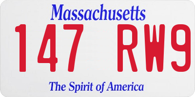 MA license plate 147RW9
