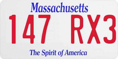 MA license plate 147RX3