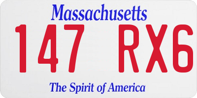 MA license plate 147RX6