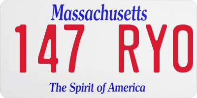 MA license plate 147RY0