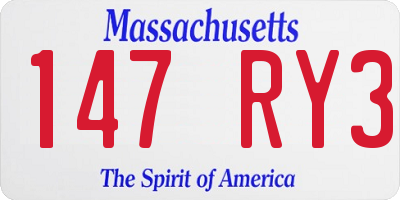 MA license plate 147RY3