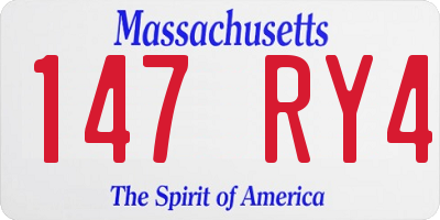 MA license plate 147RY4
