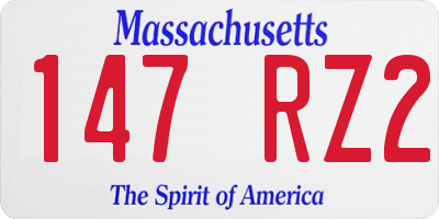 MA license plate 147RZ2