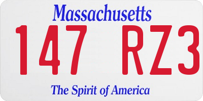 MA license plate 147RZ3