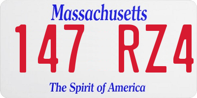 MA license plate 147RZ4
