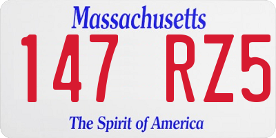 MA license plate 147RZ5