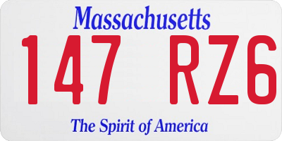 MA license plate 147RZ6