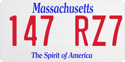 MA license plate 147RZ7
