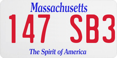 MA license plate 147SB3