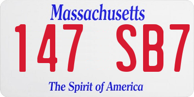 MA license plate 147SB7