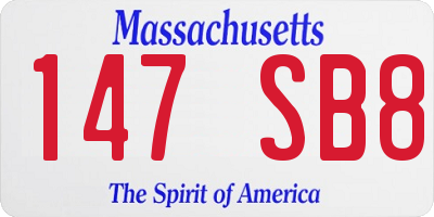 MA license plate 147SB8