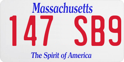 MA license plate 147SB9