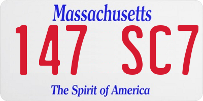 MA license plate 147SC7
