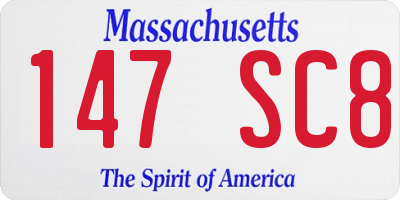 MA license plate 147SC8
