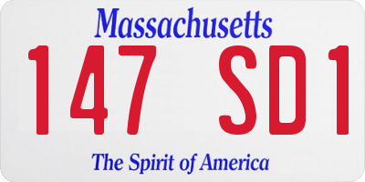 MA license plate 147SD1
