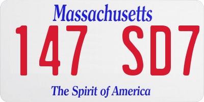 MA license plate 147SD7