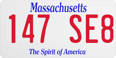MA license plate 147SE8