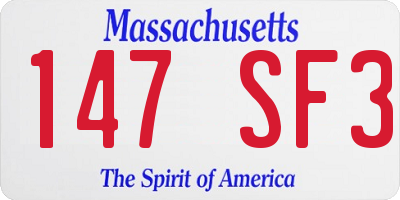 MA license plate 147SF3
